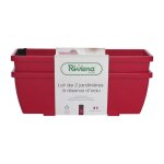 Bac a fleurs riviera eva - lot 2 jardinires - plastique - 57 cm - rouge