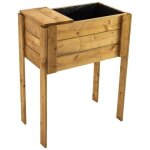 Bac potager sur pieds avec compost int�gr� ekju - trait�e en autoclave brun - 61x35xh79 cm