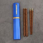 Baguettes en bois antid�rapantes r�glables, baguettes de table r�utilisables avec bo�te en aluminium ...