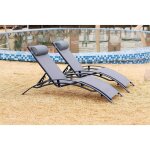 Bahia gris / noir x2 : lot de 2 transats empilables et ajustables en aluminium et textil�ne