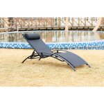Bahia noir / noir : transat empilable et ajustable en aluminium et textilène Bahia noir / noir : transat empilable et ajustable en aluminium et textilène