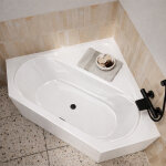 Baignoire d'angle 140x140x54 cm - 100% acrylique blanc brillant