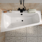Baignoire asym�trique droite 160x85x54 cm - 100% acrylique blanc brillant