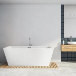 Baignoire ilot no - l. 170 x i. 80 x h. 59 cm - en acrylique - bonde poussoir - blanc - oceanic