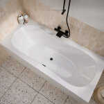 Baignoire rectangulaire duo 180x80x54cm - 100% acrylique blanc brillant - lignes arrondies
