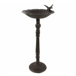 Bain a oiseaux abreuvoir mangeoire perchoir vide poche porte plante en fonte patine marron 26x26x58cm ...
