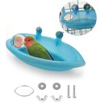 Bain d'oiseaux, douche, baignoire de nettoyage, bol, bassin avec miroir suspendu pour oiseaux, animaux ...