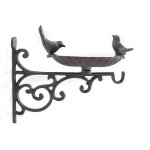 Bain d'oiseaux en fonte avec mangeoire pour 2 oiseaux, bol dcoratif antigel pour oiseaux sauvages, support ...