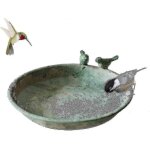 Bain d'oiseaux rond en fonte, dcoration de jardin verte pour oiseaux sauvages