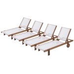 Bain de soleil en bois exotique saïgon - maple - ecru - lot de 4 Bain de soleil en bois exotique saïgon - maple - ecru - lot de 4
