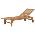 Bain de soleil chaise longue dossier r�glable 4 positions avec roues en bois massif acacia huil� et poly ...