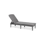 Bain de soleil avec coussin coloris gris fonc - imitation rotin tress - allibert by keter - 4 positions ...