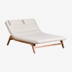 Bain de soleil double en bois d'acacia vejer blanc gardenia