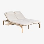 Bain de soleil double inclinable en bois d'acacia de dubai blanc gardenia
