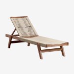 Bain de soleil inclinable en bois d'acacia tenay beige crme