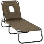 Bain de soleil pliable transat inclinable 4 positions chaise longue de lecture 3 coussins fournis marron ...