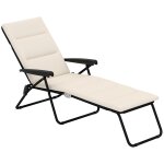Bain de soleil pliable transat inclinable 6 positions grand confort avec matelas + accoudoirs acier polyester ...