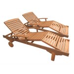 Bain de soleil pliant en bois exotique  singapour  - maple - marron clair - lot de 2