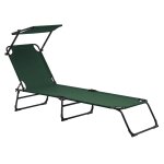Bain de soleil transat chaise longue pliable avec pare - soleil acier pvc polyester 187 cm gris clair ...