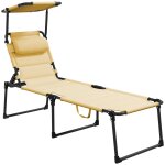 Bain de soleil transat inclinable pliable matelass� - pare - soleil, t�ti�re - m�tal epoxy noir tissu ...