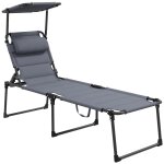 Bain de soleil transat inclinable pliable matelass� - pare - soleil, t�ti�re - m�tal epoxy noir tissu ...