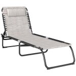 Bain de soleil transat pliable dossier inclinable multi - positions acier thermoplastique lacets elastiques ...