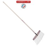Balai  feuilles et gazon bois / acier 16 dents, manche 165cm - framboisine