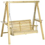 Balancelle de jardin 2 places en bois hauteur rglable - 196 x 120 x 171 cm