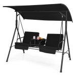 Balancelle jardin pour 2 places costway - auvent rglable a 240 - sac isotherme - plateau rotatif 360 ...