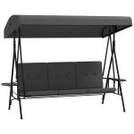 Balancelle de jardin 3 places grand confort - toit r�glable, 2 tablettes lat�rales, coussins - acier ...