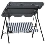 Balancelle de jardin 3 places toit r�glable acier polyester blanc gris ray�