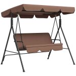 Balancelle de jardin 3 places toit r�glable coussins assise dossier acier polyester marron