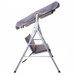 Balancelle de jardin 3 places uv 50 + toit r�glable 197 x 185 cm gris fonc� 04 0007030