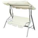 Balancelle de jardin - aktive - 61113 - 3 places - ivoire - auvent inclinable - rembourre