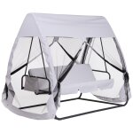 Balancelle de jardin convertible 3 places grand confort : matelas assise dossier, moustiquaire intgrale ...