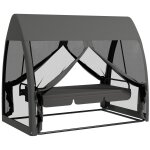 Balancelle de jardin convertible 3 places - matelas assise dossier, moustiquaire int�grale, toit - m�tal ...