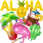 Ballon pour fte a hawa, 10 pices ballons en aluminium d'et, ballons de hawaens tropicaux, ballon ...
