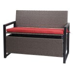Banc 2 places en polyrotin hwc - f39 banc de jardin coffre banc compartiment de rangement coussin de ...