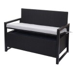 Banc 2 places en polyrotin hwc - f39, banc de jardin banc, compartiment de rangement anthracite, coussins ...