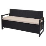 Banc 3 places en polyrotin hwc - f39 banc de jardin coffre banc compartiment de rangement coussin de ...