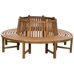 Banc d'arbre circulaire � 203 cm en teck massif avec dossier 360 6 places 10 0008843