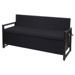 Banc banquette avec compartiment de rangement 3 places en polyrotin anthracite coussin noir 04 0005800 ...
