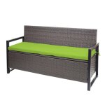 Banc banquette avec compartiment de rangement 3 places en polyrotin gris chin� coussin vert 04 0005801 ...