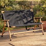 Banc de camping en bambou hwc - q40, banc d'ext�rieur, banc de pique - nique, banc de jardin, pliable, ...