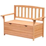 Banc coffre de jardin 2 places dim. 112l x 58l x 84h cm - dossier a lattes - charge max. 280 kg - bois ...