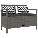 Banc coffre de jardin 2 places - rangement 160l - matelas, 2 coussins - r�sine tress�e effet rotin gris ...