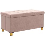 Banc coffre style chesterfield effet capitonn dim. 76l x 38l x 38h cm pitement bois velours vieux rose ...