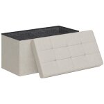 Banc coffre style chesterfield effet capitonn dim. 76l x 38l x 38h cm tissu blanc cass