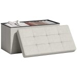 Banc coffre style chesterfield effet capitonn� dim. 76l x 38l x 38h cm tissu blanc cass�