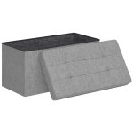 Banc coffre style chesterfield effet capitonn dim. 76l x 38l x 38h cm tissu gris chin